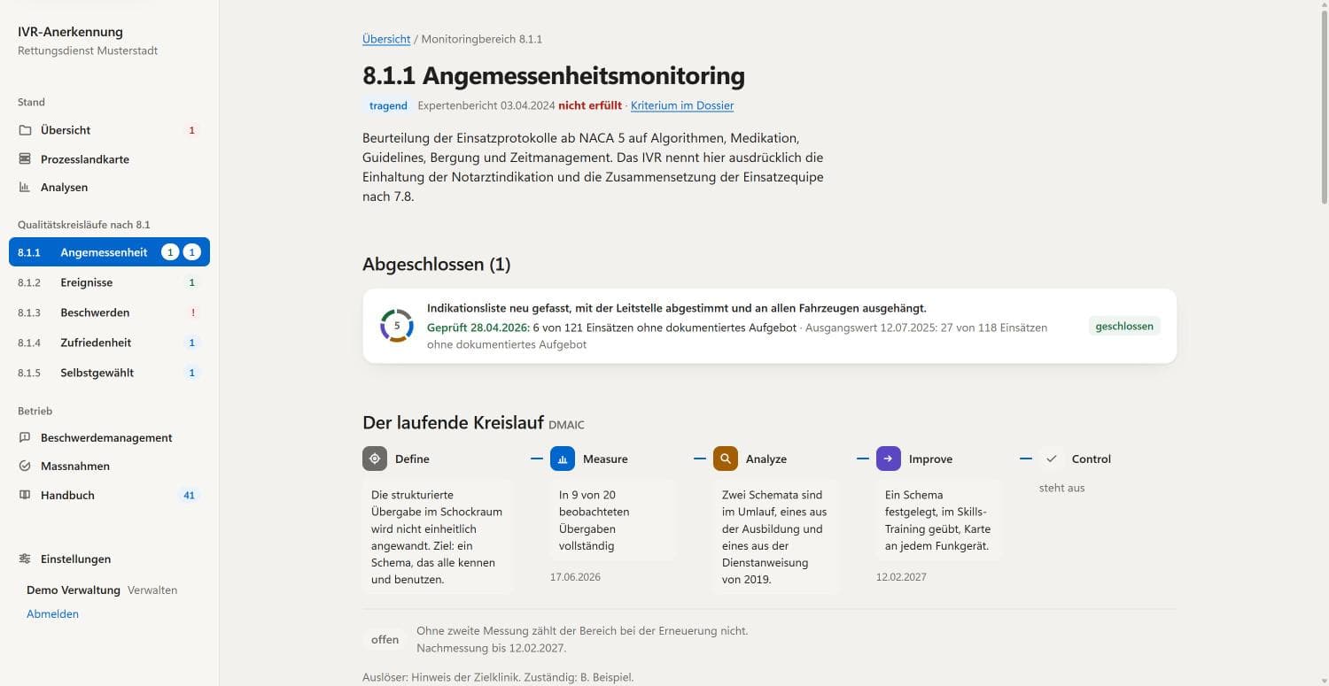 Ein Qualitätskreislauf in den fünf DMAIC-Schritten